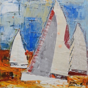 Heinke Böhnert Orange Water Mischtechnik auf Leinwand 40 x 40 cm web
