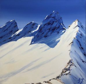 Hubert Zöhrer "Am Arlberg" Acryl auf Leinwand 80 x 80 cm