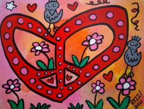 James Rizzi Peace and Love and Peace and Love Acryl auf Leinwand 15 x 20 cm web