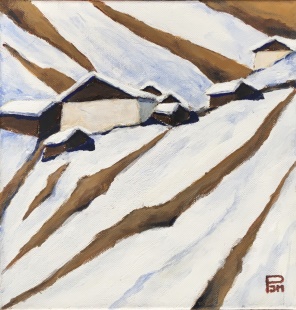 Johannes Maria Pittl "Ladestatt, Stubai" Acryl auf Leinwand 25 x 25 cm