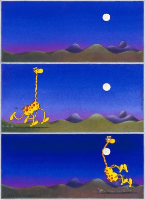Mordillo Giraffe and Moon Fine Art Print 60 x 45 cm web