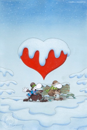 Mordillo Snowy Heart Fine Art Print 60 x 42 cm