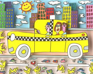 James Rizzi "a fellow who drives yellow" - drucksigniert - 13 x 16cm