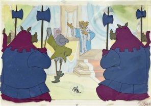 Robin Hood Prince John the Guards and Robin 4 Original hand painted production cels unique 32 x 42 cm web