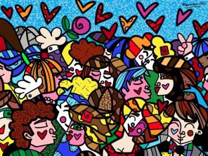 Romero Britto The Wall 2014 Mischtechnik auf LW 72 x 122 cm web