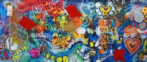Romero Britto The Wall 2014 Mischtechnik auf LW 72 x 122 cm web
